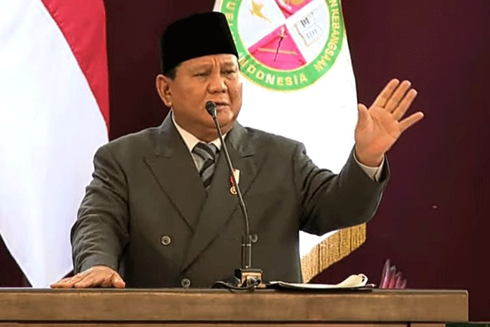 Foto : Presiden Prabowo Sedang Pidato (Dok : Kompas.com)