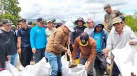 Foto : Walikota Sungai Penuh Gotong Royong Bangun Tanggul Darurat (Humas)