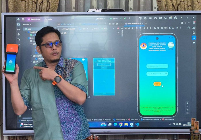 Foto : EWS Aplikasi Pendeteksi Dini Becana (Sumber : Humas)