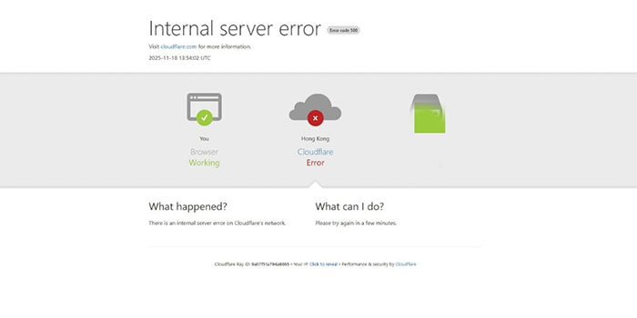 Foto : Tampilan Cloudflare  Down (Sumber : Trendsatu.com)
