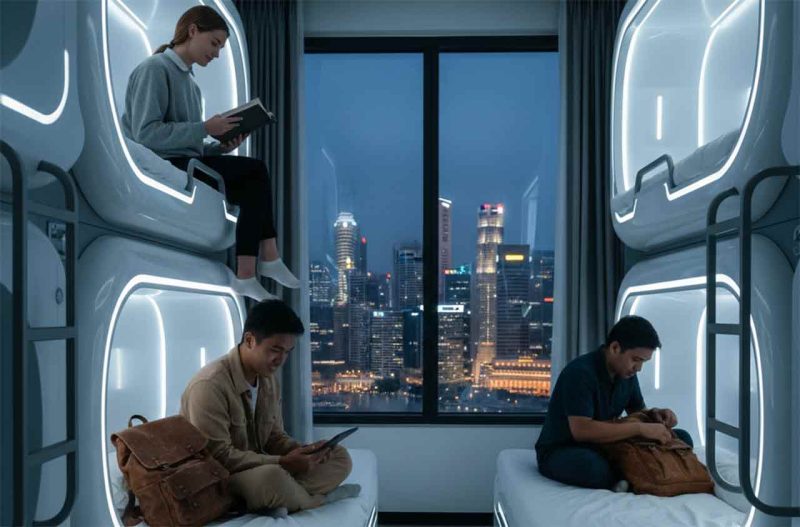 Hotel Kapsul Murah di Singapura / AI