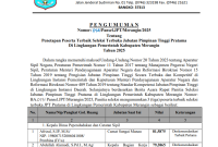 Pengumuman hasil tiga besar lelang jabatan JPT Pratama Kabupaten Merangin 2025