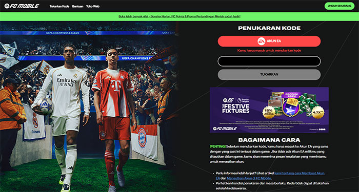Kode Redeem FC Mobile 2 Januari 2026 terbaru hadiah player pack OVR 115
