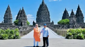 Presiden Prabowo dan Perdana Menteri India Narendra Modi Saat kunjungi Candi Prambanan 