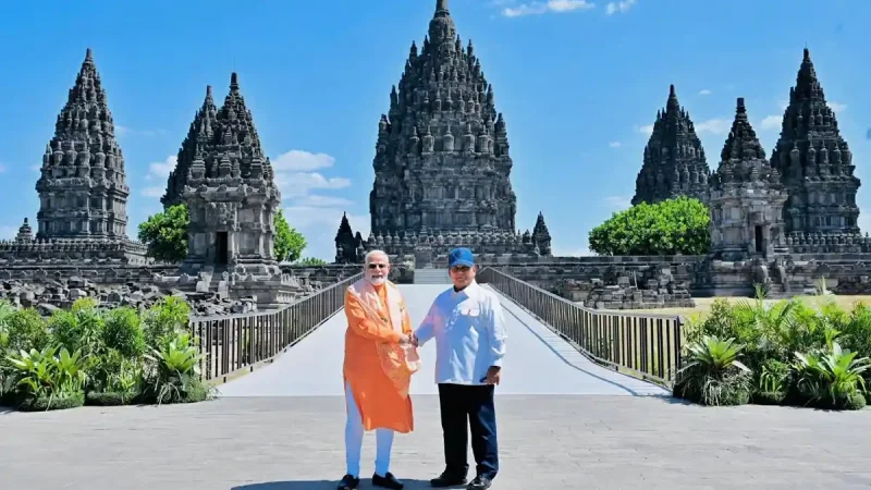 Presiden Prabowo dan Perdana Menteri India Narendra Modi Saat kunjungi Candi Prambanan 